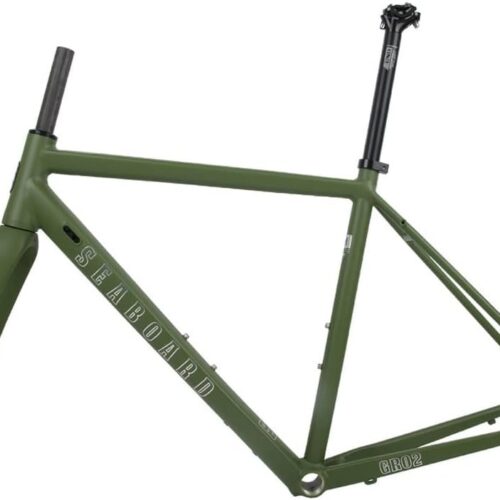 700C Road Bike Frameset Aluminum Alloy Disc Brake Frame BSA68 44/47/50/53/56CM Thru Axle 12X100mm/12X142mm, with Carbon Fork(Green,53cm)