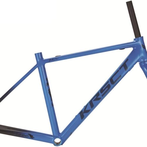 700C Road Bike Frameset C Brake Aluminum Alloy Bike Frame 44cm/46cm/48cm/50cm Lightweight QR Frame 100/130mm， with Carbon Fork(Blue 46CM)