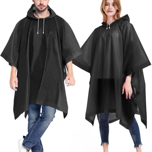 ANTVEE Rain Ponchos for Adults Portable Reusable Raincoat 2 Pack with Drawstring Hood Stay Dry in Style