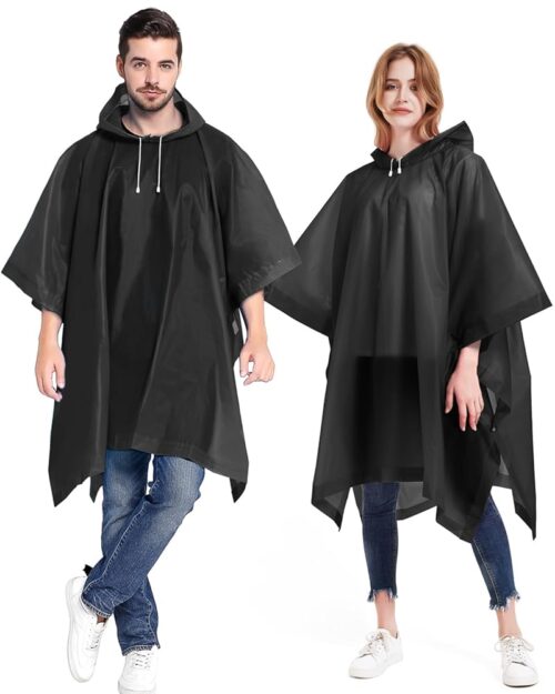 ANTVEE Rain Ponchos for Adults Portable Reusable Raincoat 2 Pack with Drawstring Hood Stay Dry in Style