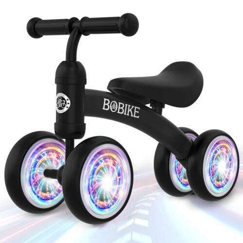 Baby Balance Bike Toys for 12-36 Months Kids Toy Boy and Girls Gifts Toddler Best First Birthday Gift Children Walker No Pedal Infant 4 Wheels Bicycle (Colorful, Black-Light)