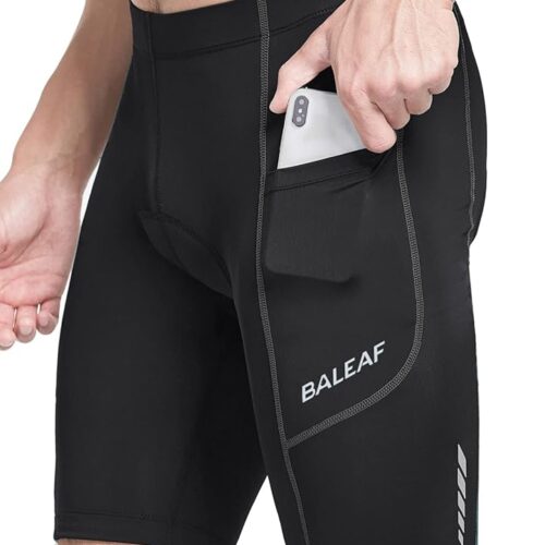 BALEAF Men's Padded Bike Shorts Cycling Tights Road Bicycle MTB Accessories Pockets UPF 50+