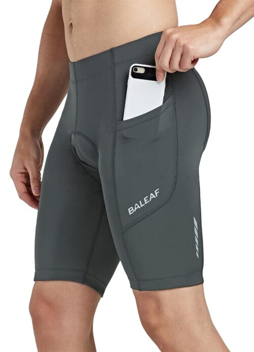 BALEAF Men's Padded Bike Shorts Cycling Tights Road Bicycle MTB Accessories Pockets UPF 50+