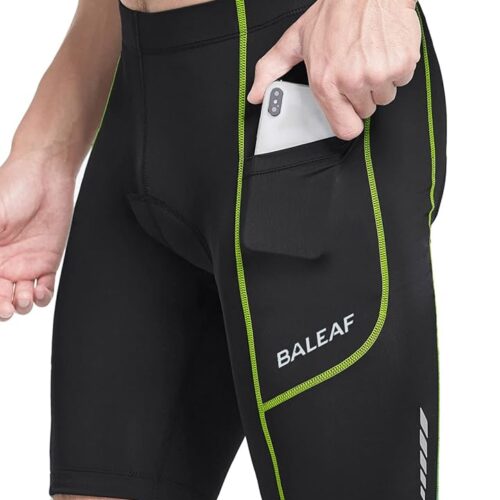 BALEAF Men's Padded Bike Shorts Cycling Tights Road Bicycle MTB Accessories Pockets UPF 50+