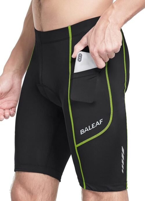 BALEAF Men's Padded Bike Shorts Cycling Tights Road Bicycle MTB Accessories Pockets UPF 50+