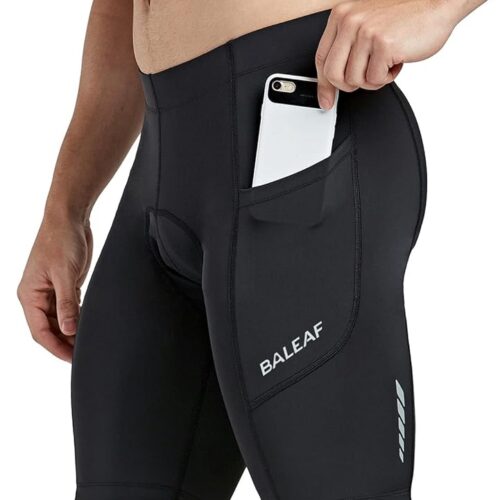 BALEAF Men's Padded Bike Shorts Cycling Tights Road Bicycle MTB Accessories Pockets UPF 50+