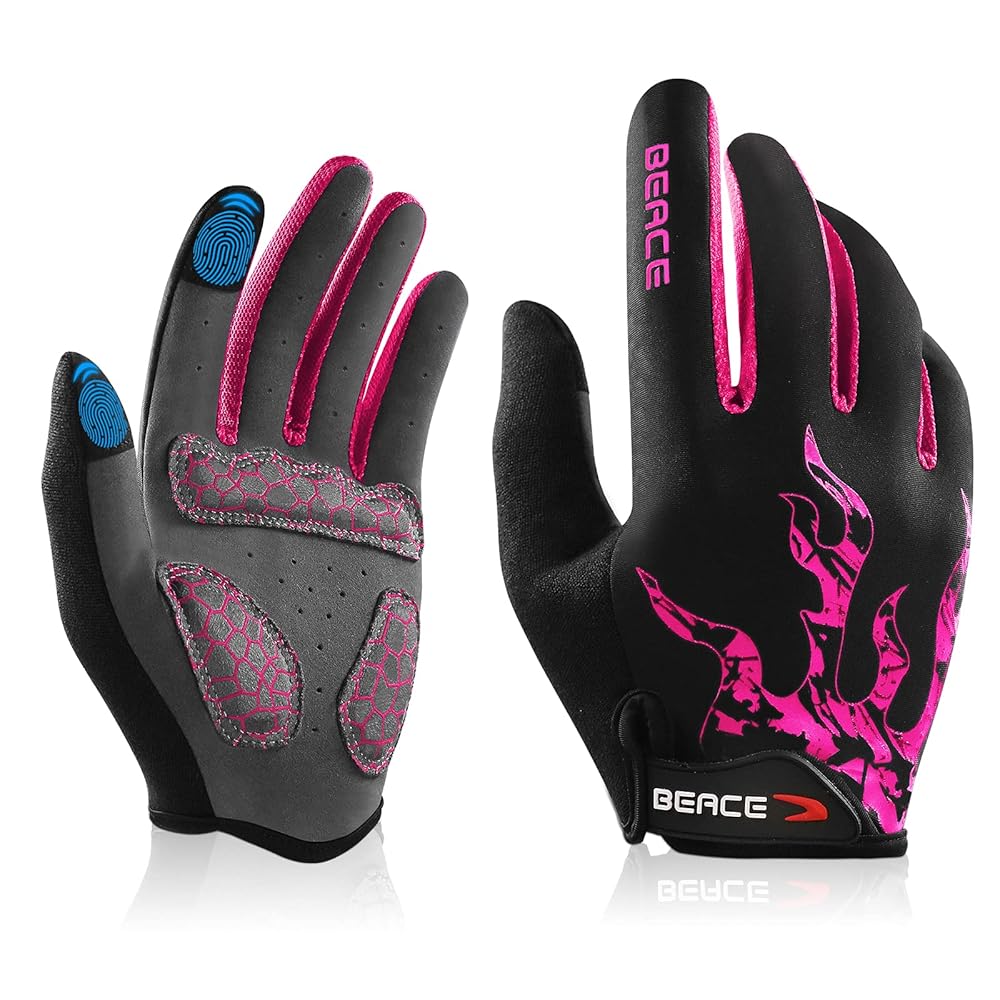 BEACE Cycling Gloves Bike Gloves Biking Gloves for Men Women with Touch Screen-Full Finger Mountain Bike Gloves Workout Gloves Road Bicycle Gloves with Anti-Slip Silicone Palm