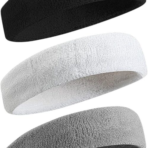 BEACE Sweatbands Sports Headband for Men & Women - Moisture Wicking Athletic Cotton Terry Cloth Sweatband for Tennis, Basketball, Running, Gym, Working Out