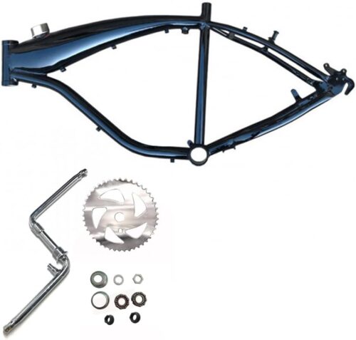 Bicycle 2.4L Gas Frame with Gas Tank Built in and 2”Cup Wide Pedal Crank Kit, One-Piece Crank Combo