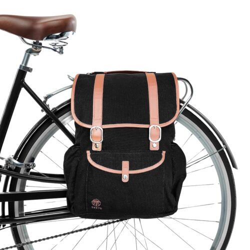 Bike Backpack Laptop - Convertible Double Pannier for Bicycles, Padded Laptop Pocket, Water-Resistant Canvas, Ideal for Commuting - 17.3L Bike Bag for Rear Rack - Bicycle Gifts...