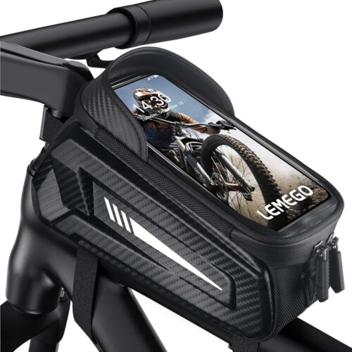 Bike Bag, EVA Waterproof Bike Frame Bag Bike Phone Mount with Rain Cover, Bike Phone Holder Bike Accessories Compatible Phones Under 7”