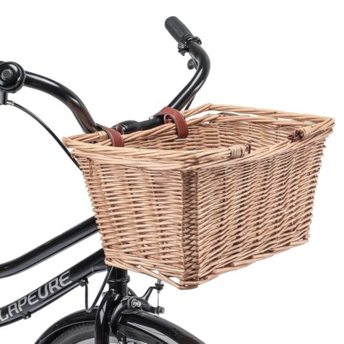 Bike Basket - Original Wicker Front Bicycle Bike Baskets - Handmade Woven Wicker Bike Basket with Adjustable Leather Straps