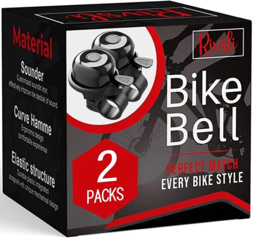 Bike Bell, 2 Pack Classic Bicycle Bell Loud Crisp Clear Sound Bicycle Bike Bell, City Bike, BMX Bike, Sports Bike Bell for Adults Kids, Right Hand/Left Hand Use (Black)