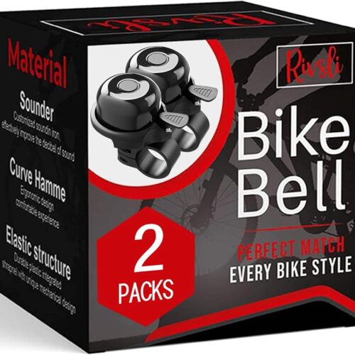 Bike Bell, 2 Pack Classic Bicycle Bell Loud Crisp Clear Sound Bicycle Bike Bell, City Bike, BMX Bike, Sports Bike Bell for Adults Kids, Right Hand/Left Hand Use (Black)