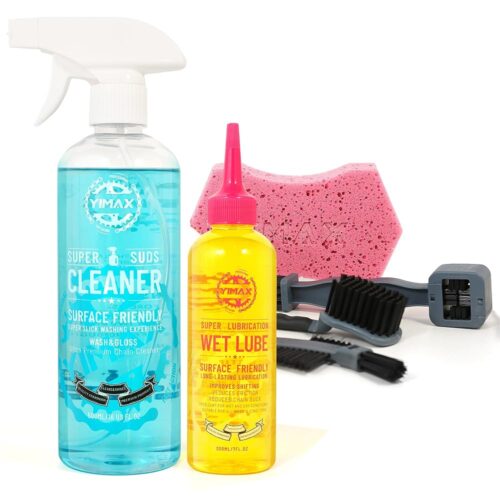 Bike Chain Cleaner Set, Bike Cleaners Bicycle Cleaning Kit 120ML Dry Chain Lube and 500ML Cleaning Spray Bike Chain Lubricant with Brushes Cycling Maintenance, Suitable for All...