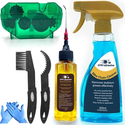 Bike Chain Oil Lubricant and Cleaner Set with Bicycle Degreaser,Wet Lubricant,Chain Scrubber,Cleaning Brush Tool.for Cleaning Bike Chains,Rear...