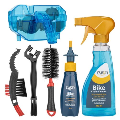 Bike Cleaning Kit Including Bicycle Chain Scrubber, Bike Cleaner Brush Tool, Bicycle Chain Cleaning Agent,Chain Lube