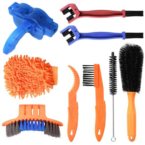 Bike Cleaning Tool Kit,9PCS Bicycle Chain Cleaning Brush for Mountain,Road,BMX Bike,Folding Bike