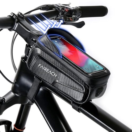 Bike Frame Bag, Large Capacity Top Tube Bike Bag with Sensitive Touch Screen Function & Sun-Visor, Waterproof Bike Phone Bag for Smart Phones 5.5” - 6.8''