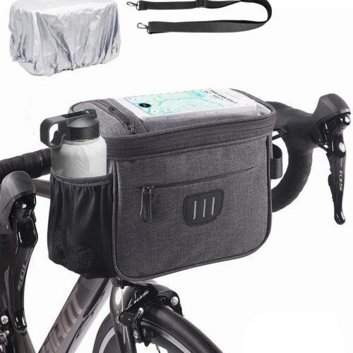 Bike Handlebar Bag with Shoulder Strap, Bike Basket Front with Phone Holder for Phone Under 6.8", Bicycle Basket Front Storage Pouch Road Mountain Bike Cycling Accessories for...