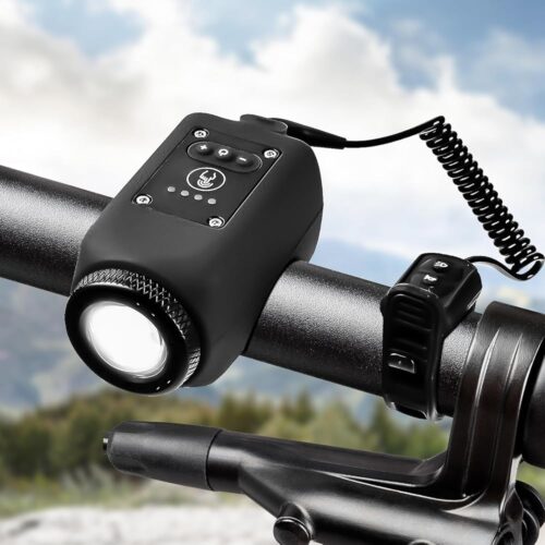 Bike Horn, Bicycle Horn with Large Range Floodlight, IPX5 Waterproof with USB Rechargeable Bike Electronic Horn