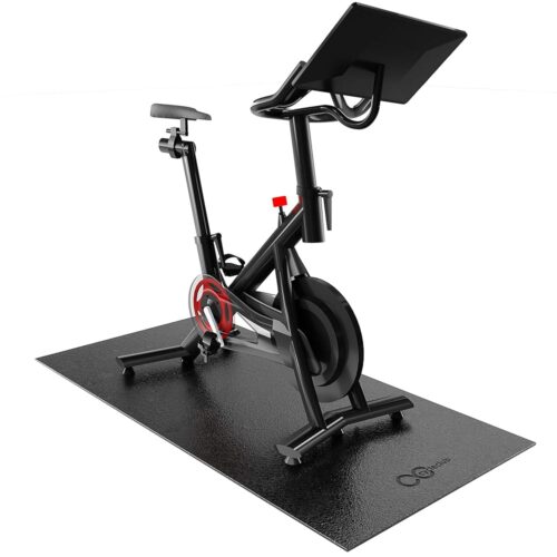 Bike Mat Compatible with Peloton Bike Elliptical Treadmill Mat, 6mm Thick, Under Exercise Bike Trainer Mat Pad for Stationary Indoor Spin Bike,Hardwood Floor Carpet Black Gym...