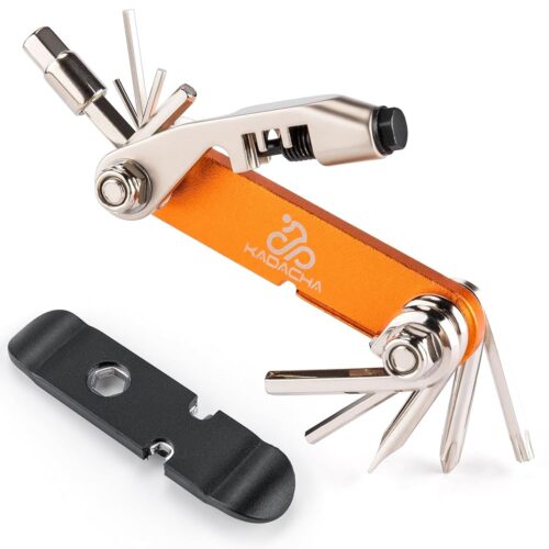 Bike Multitool - Bike Chain Tool/Torx/Hex/Screwdriver - Bicycle Multitool Kit Compact and Lightweight Repair Tools for Road and Mountain Bikes (Orange)