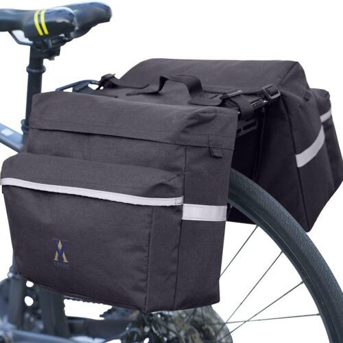 Bike Pannier Bag - 30L Bicycle Bag with Reflective Trim, Water-Resistant Bike Rear Seat Saddle Bags (Black, M)