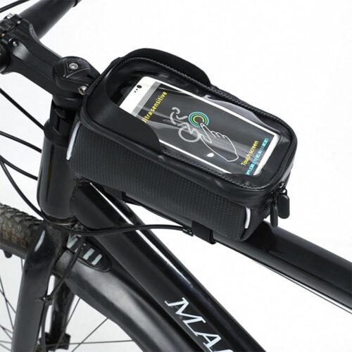 Bike Phone Frame Bag Bike Phone Mount Bag Bike Accessories Waterproof Top Tube Bike Phone Case with Sensitive Touch Screen Bicycle Pouch Fits Phones Under 6.7"