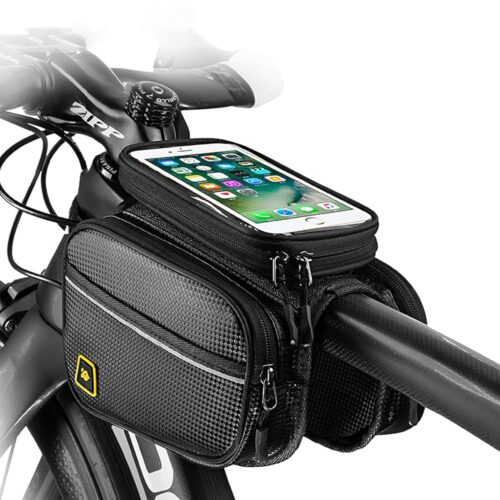 Bike Phone Front Frame Bag Waterproof Bicycle Handlebar Bag with Touch Screen Cell Phone case Holder Cycling storage Pouch for iPhone 11 XS XR Max