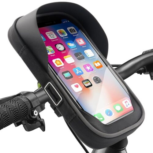 Bike Phone Handlebar Bag Holder Bike Phone Holder Waterproof Bike Bag with Sun-Visor Rain Cover, TPU Touch Screen, Handlebar Mount Bicycle Phone Front Frame Bag Bike Phone Mount...