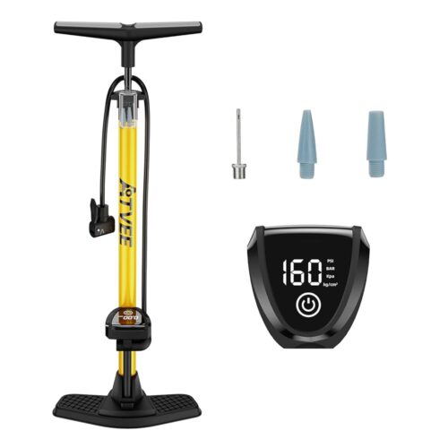 Bike Pump, 25” Height Full Size Bicycle Pump with 160 PSI High Pressure, Bike tire Pump with Presta and Schrader Valve, Bike Air Pump for Bike Tires, Balls and Swimming...