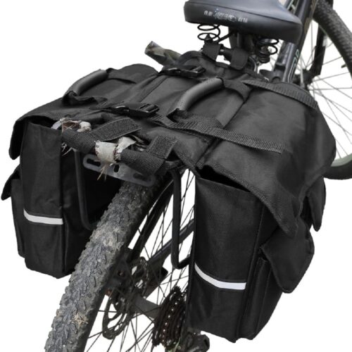 Bike Rack Bag Bicycle Rear Seat Bag Ebike Saddle Bag Cycling Pannier Trunk waterproof with Reflector & Adjustable Cord for riding Commuter Travel Outdoor Black