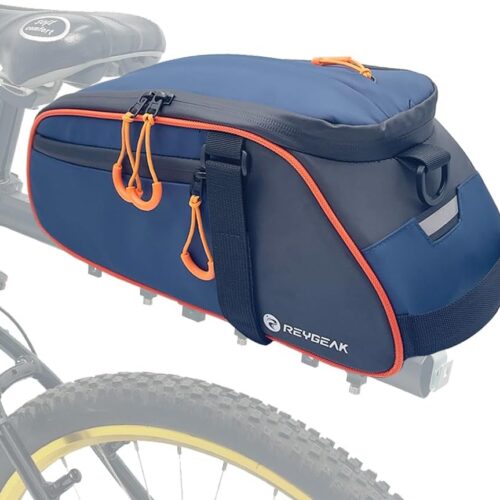 Bike Rack Bag, Waterproof Bike Trunk Bag, Reflective Bike Panniers Bike Saddle Bag for Universal Road Bike MTB, 8L Blue Bike Bag with Shoulder Strap for Daily Travel and Commuting