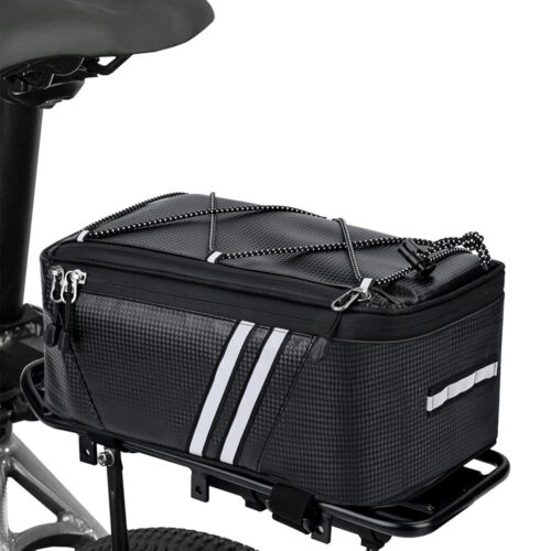 Bike Reflective Trunk Bags Waterproof Rear Rack Bag for Bicycle, 7L Capacity Insulated Storage Pannier Bag Bike Cargo Bag With Reflective Strips for Outdoor Travel Camping...