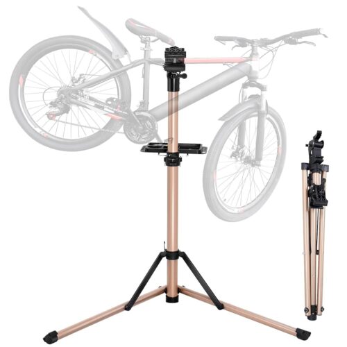 Bike Repair Stand, Lightweight, Portable Aluminum bike work stand, Supports up to 110 lbs, for E-Bikes, Mountain Bikes , Road Bikes etc, Easy Setup, Maintenance, and Heavy-Duty...