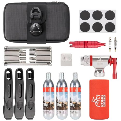 Bike Repair Tool Kit-Co2 Inflator Kits With Co2 Cartridges,8 In 1 Multi Tools, Saddle Bag, Tire Tube Patches & Tire Levers Included- Bike Maintenance Emergency Repair Tool Kit