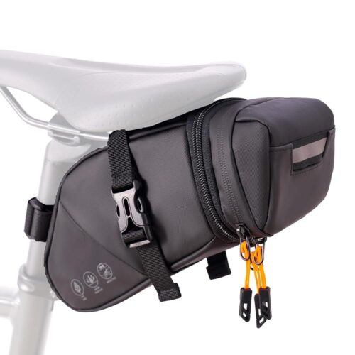 Bike Seat Bag, Water-resistant Bicycle Saddle Bag with Reflective Strap, Expandable Capacity Cycling Under Seat Pouch 1.5-2 L, Bike Seat Pack for Mountain Road Bikes and Commuters