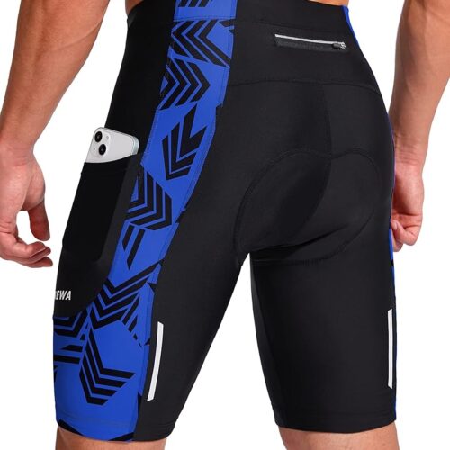 Bikewa Men's Bike Shorts 3D Padded Cycling Road Biking Mountain Riding Biker Bicycle UPF 50+ Cycle Shorts Zipper Pockets