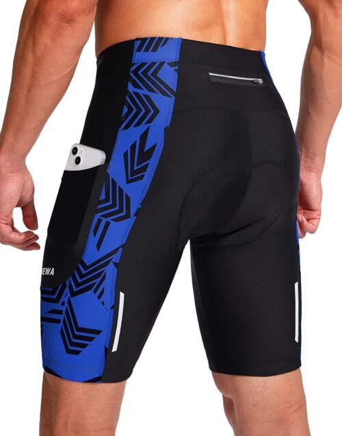 Bikewa Men's Bike Shorts 3D Padded Cycling Road Biking Mountain Riding Biker Bicycle UPF 50+ Cycle Shorts Zipper Pockets