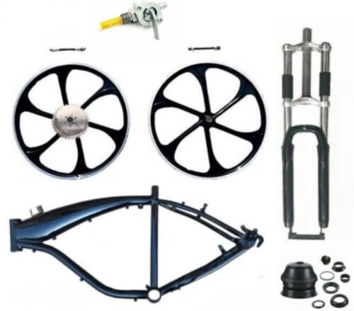 Black Bike/Bicycle Gas Motorized Frame 2.4L, 26" Aluminum Alloy Mag WHEEL, Suspension Fork Set