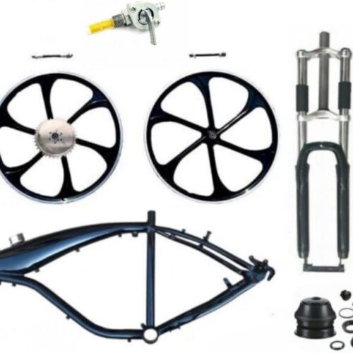 Black Bike/Bicycle Gas Motorized Frame 2.4L, 26" Aluminum Alloy Mag WHEEL, Suspension Fork Set