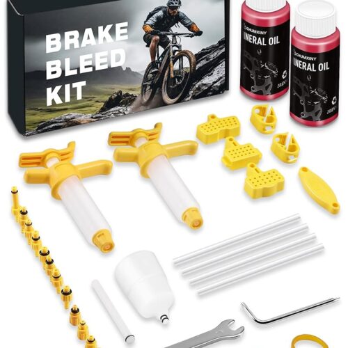 Brake Bleed Kit for Shimano, TEKTRO, TRP Hydraulic Disc Brakes. Mountain Bike Brake Bleed Kit Includes Transparent Funnel, 120ML Mineral Oil Brake Fluid.