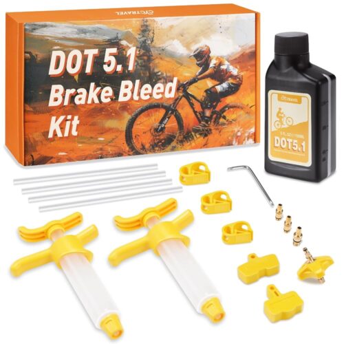 Brake Bleed Kit for Sram, Avid Hydraulic Disc Brakes. Bicycle Hydraulic Brake Bleed Kit Including Metal Adapters and 150ML High Performance Dot 5.1 Brake Fluid.