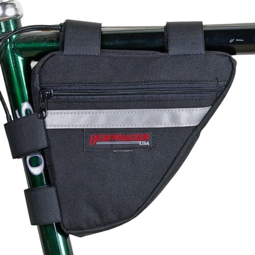 Bushwhacker Ketchum Black Bicycle Frame Bag with Reflective Trim – Cycling Triangle Pack for Under Seat and Top Tube – Front and Rear Accessories Bike Storage