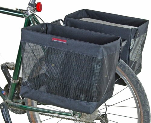 Bushwhacker Omaha Bicycle Grocery Panniers – Foldable Bike Rack Bags & Basket for Groceries – Easy 3-Point Mounting System – Pair of Rear Bags for Shopping and Cycling Adventures