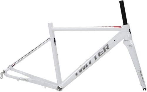 C Brake Road Bike Frameset 700c 46/48/50cm Aluminum Alloy Frame with Carbon Fork QR 100/130mm Internal Routing Frame(White,50CM)