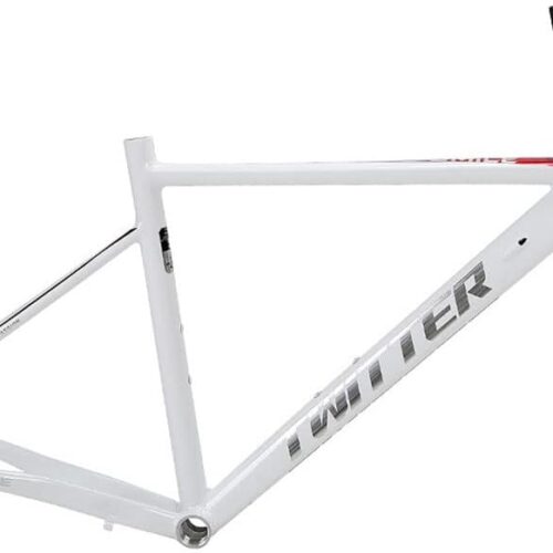 C Brake Road Bike Frameset 700c 46/48/50cm Aluminum Alloy Frame with Carbon Fork QR 100/130mm Internal Routing Frame(White,50CM)