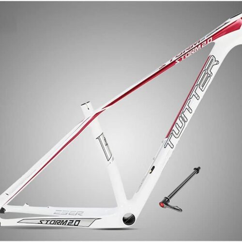 Carbon Fiber Bike Frame 27.5er 29er Mountain Bike Frame 15''/17''/19'' XC Hardtail Frame Internal Routing Disc Brake Thru Axle 12 * 142mm(White,29 * 17'')