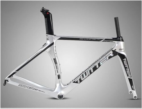 Carbon Road Bikes Frame with Fork EPS C Brake Road Racing Frame BB86 Bicycles Frame 46/48/50/52/54cm Quick Release F100/R130mm，for 700C Wheel (Color : Silver, Size : 48CM)